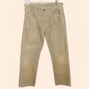 Mens Beige Corduroy Mid Rise Straight Leg Fall Jeans‎ Size 32W 27L Casual Pants